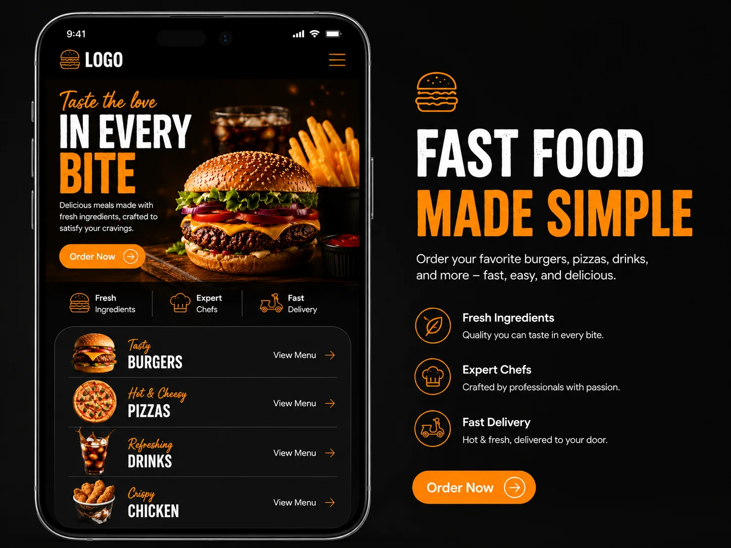 Fast Food Restaurant Website UI Design by Zeeshan Ahmed